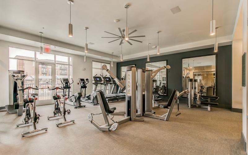 a gym with exercise equipment
