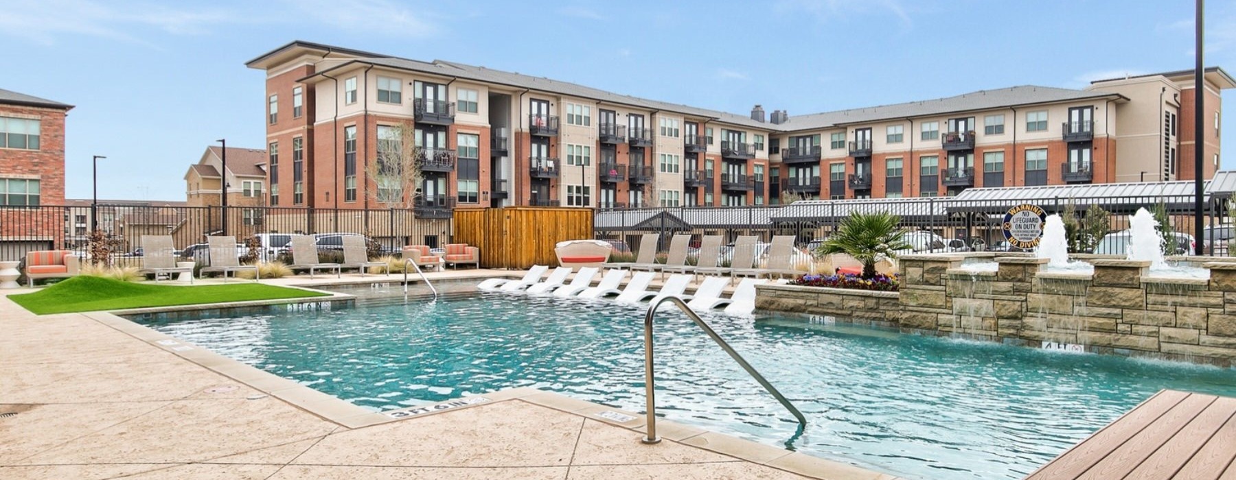a swimming pool in a courtyard